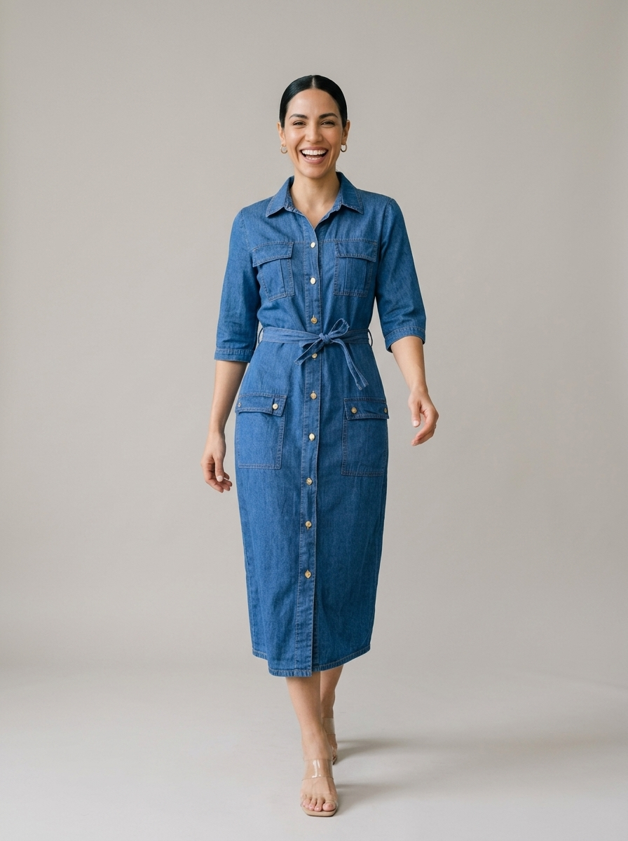 Vestido largo de jeans DUBAI - Azul medio - lifestyle - ColomShop