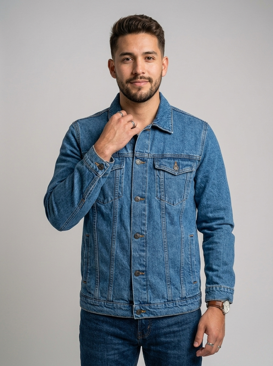 Chaqueta en jean para caballero T18 - azul medio - ColomShop
