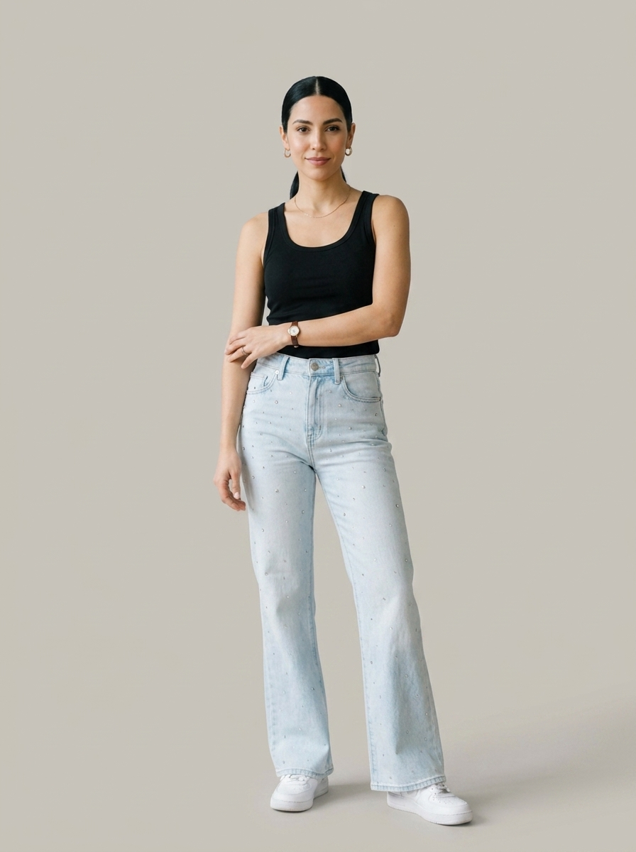 Pantalon jeans oversize BRILLOS - Hielo - ColomShop