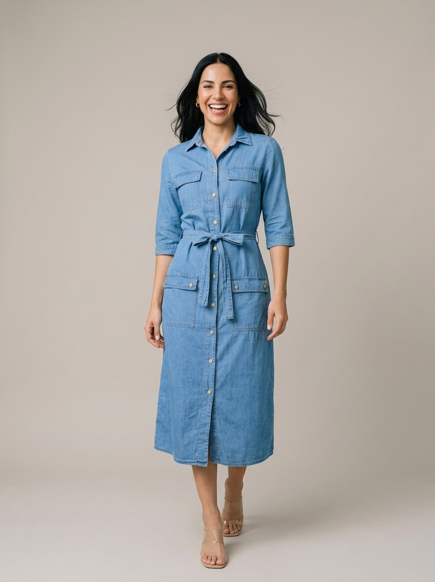 Vestido largo de jeans DUBAI - Azul claro - ColomShop