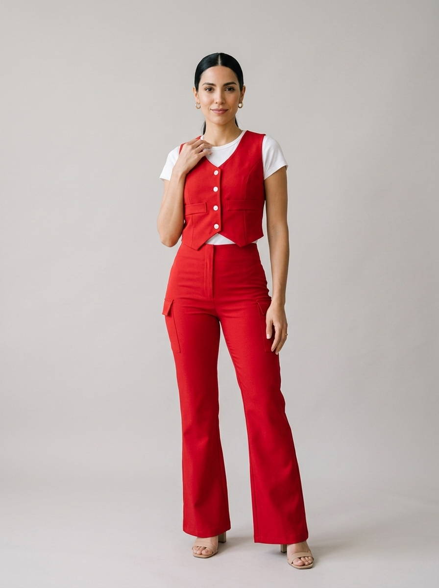 Conjunto 3 piezas de chaleco 2107 - Rojo - ColomShop