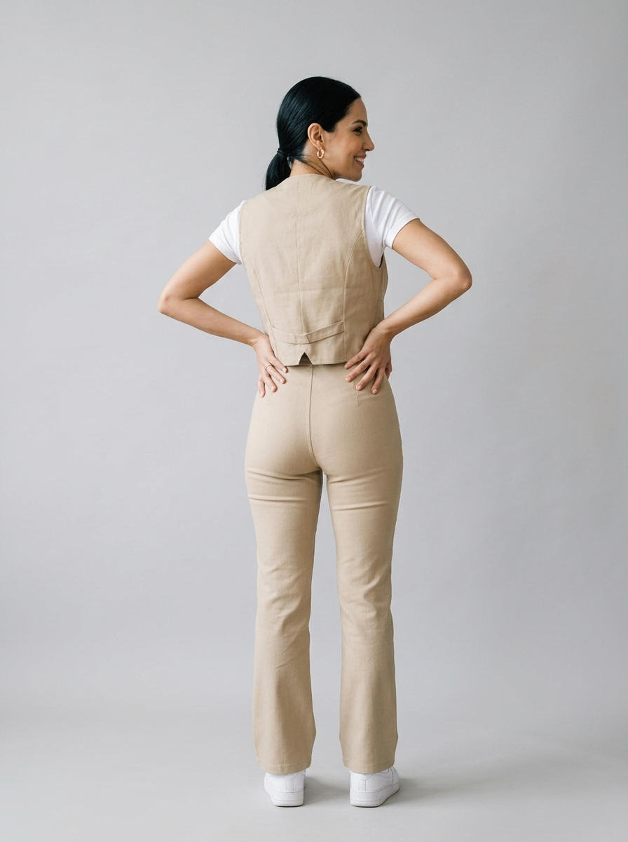 Conjunto 3 piezas de chaleco 2107 - Beige - costas - ColomShop
