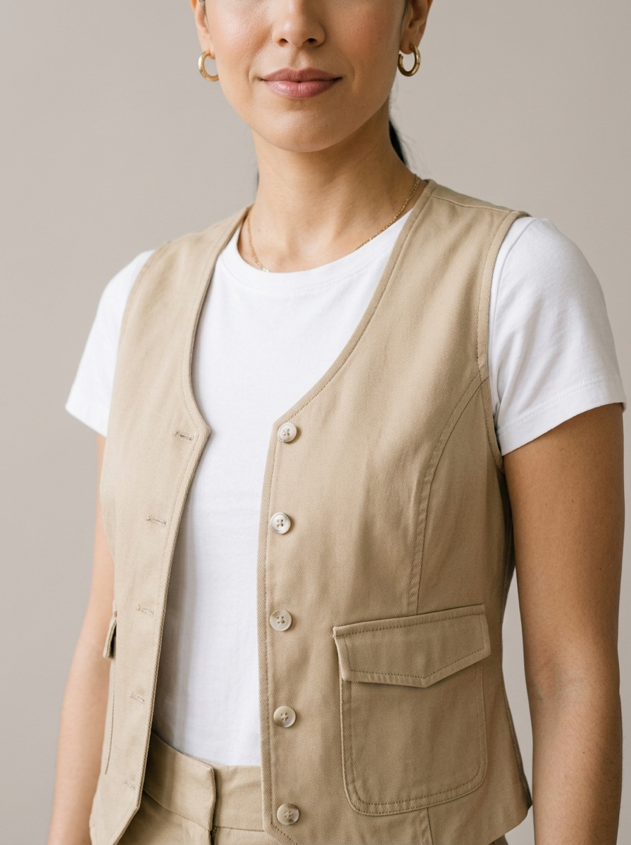 Conjunto 3 piezas de chaleco 2107 - Beige - detalhe - ColomShop