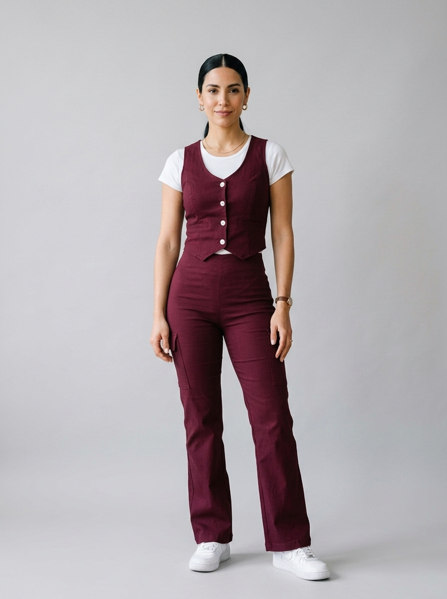 Conjunto 3 piezas de chaleco 2107 - Vinotinto - ColomShop