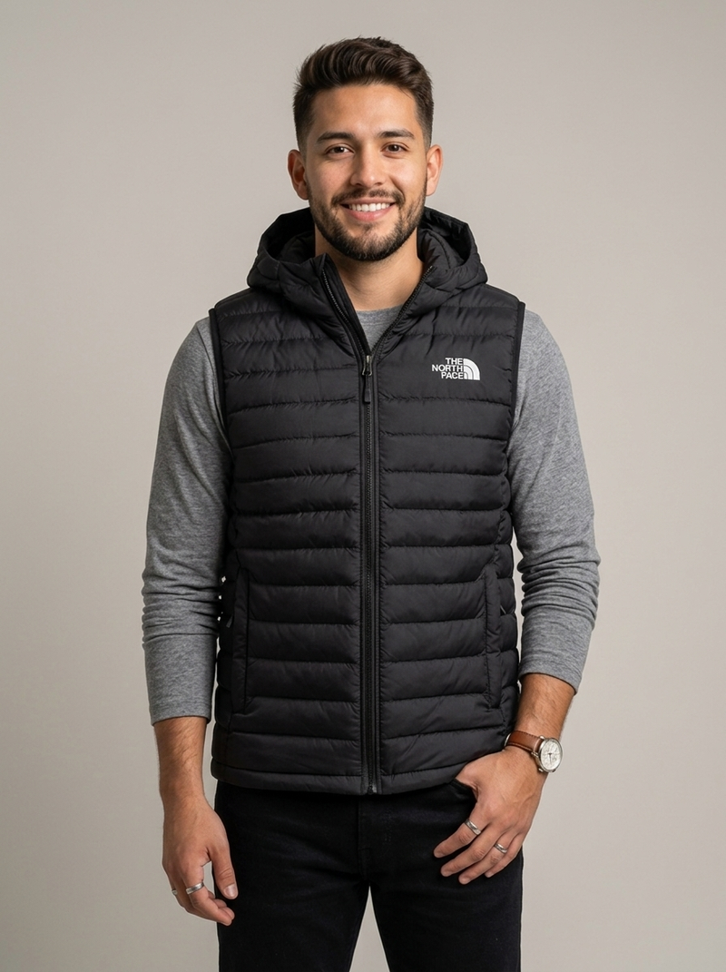 Chaleco North face hombre H136A-1 - NEGRO - modelo de frente - ColomShop