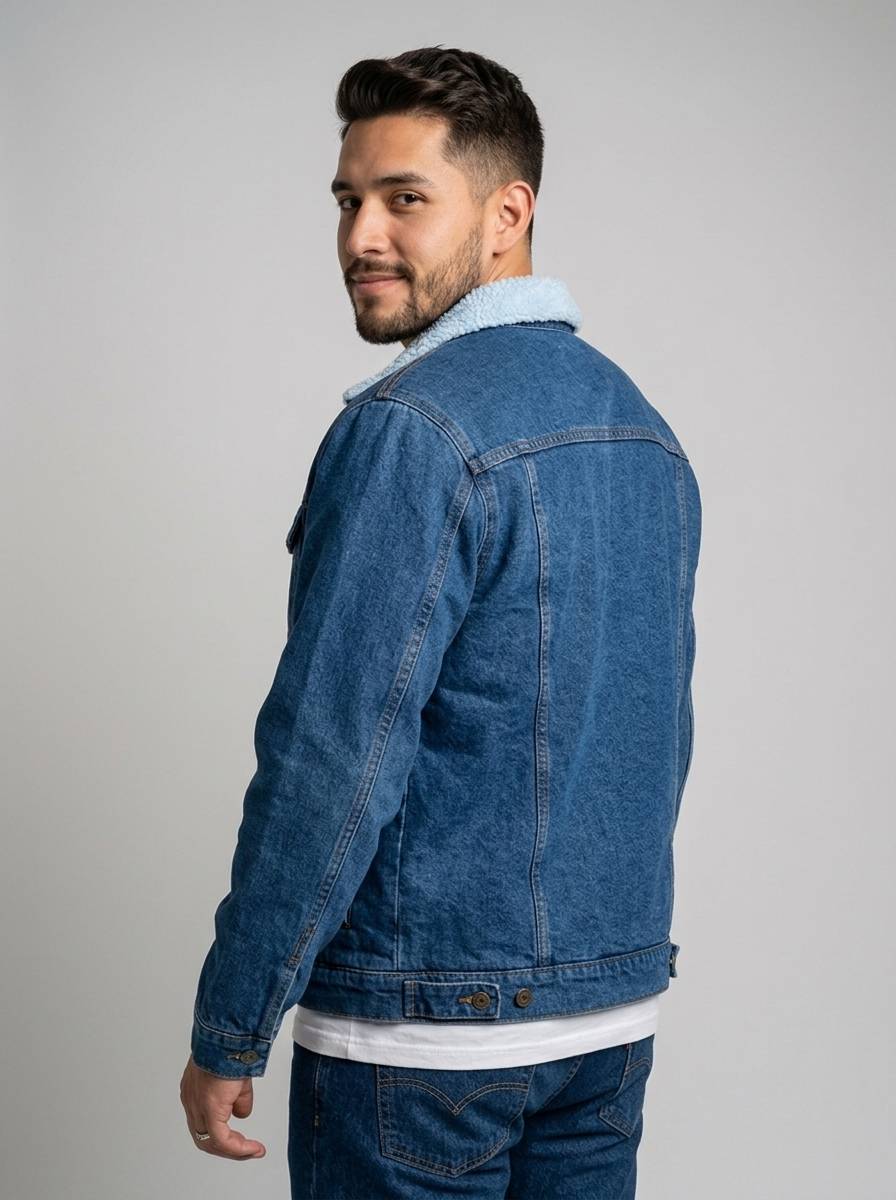 Chaqueta en jean con ovejero T68A - Azul oscuro - costas - ColomShop